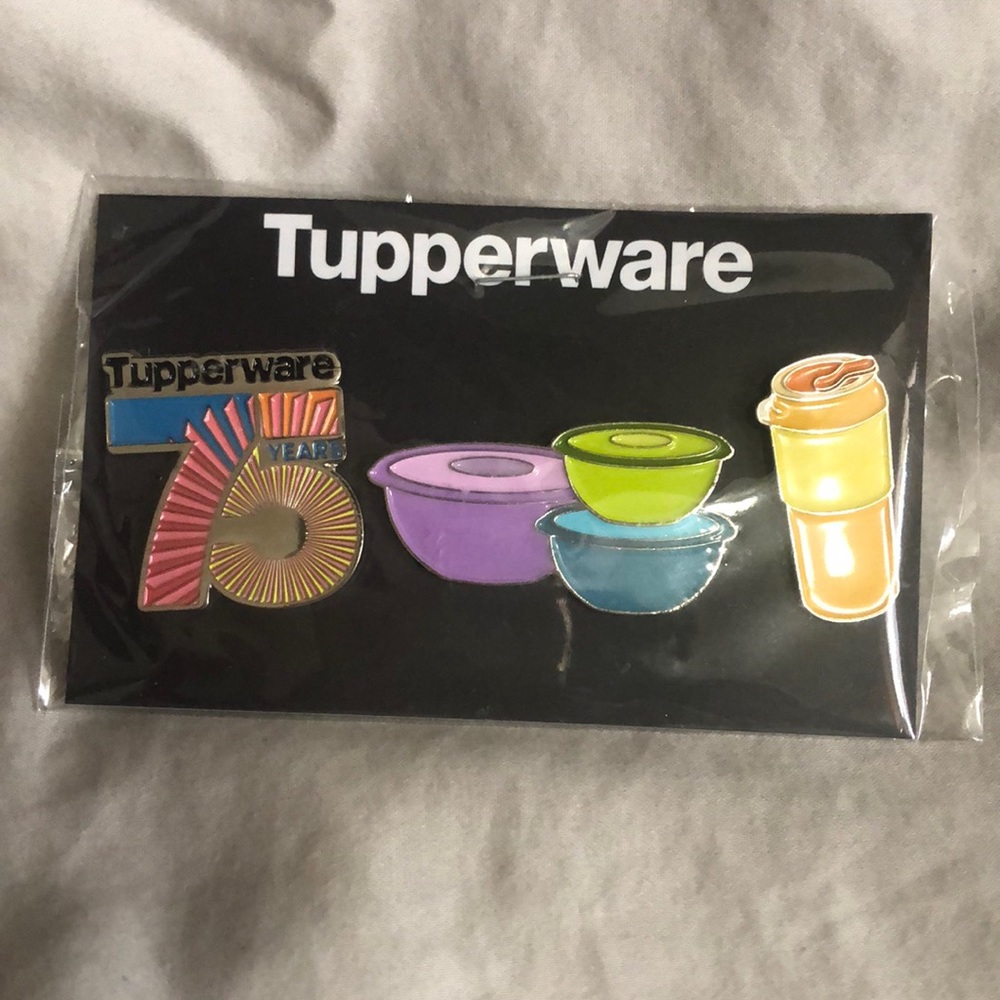 Tupperware 75th Anniversary pins. Sealed in original package.